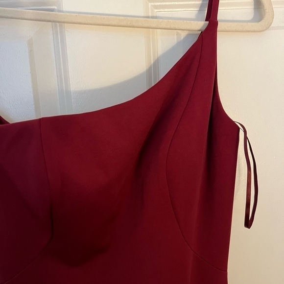 LA FEMME 28176 Red One Shoulder Prom Ball Gown Dress - Picture 5 of 9